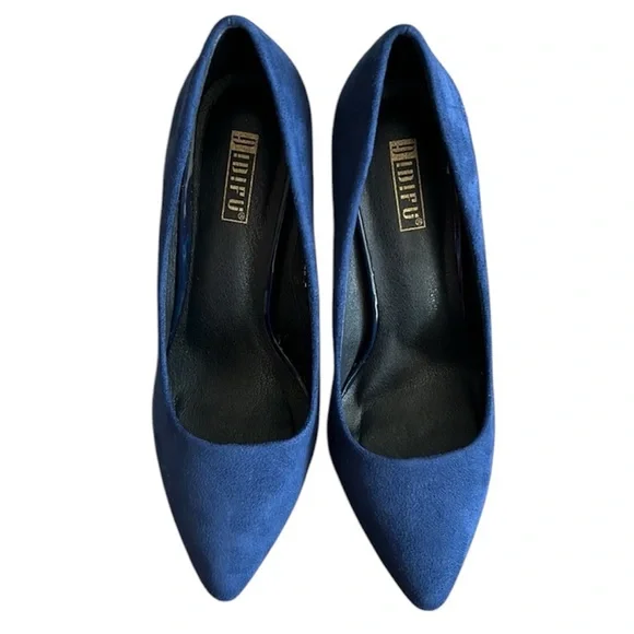 NWOT IDIFU, Suede Navy Blue Heels, Size 7 - Picture 4 of 11